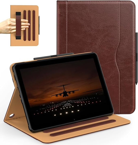 Grifobes Case 8/8 Plus [Only for 2024/2022/2020 Released 12th/10th Generation] Premium PU Leather Folio Stand Smart Auto Wake/Sleep Cover with Built-in Stylus Holder/Pocket Brown