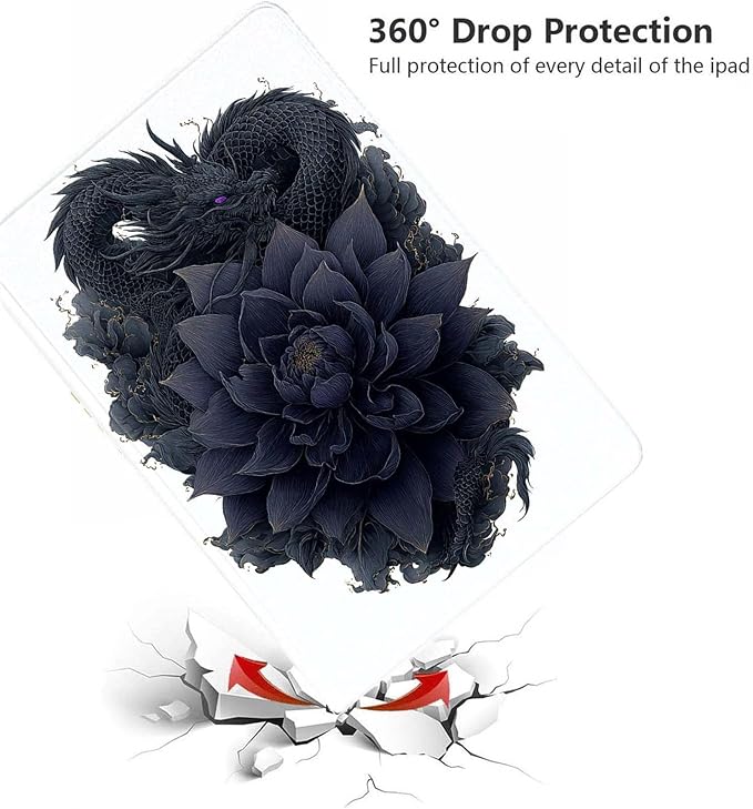 Case for Samsung Galaxy Tab A11+ / Tab A9+ 11 Inch 2025/2023Slim Protective LeatherAuto Wake/SleepAdjustable Viewing Angle Stand.Black Dragon