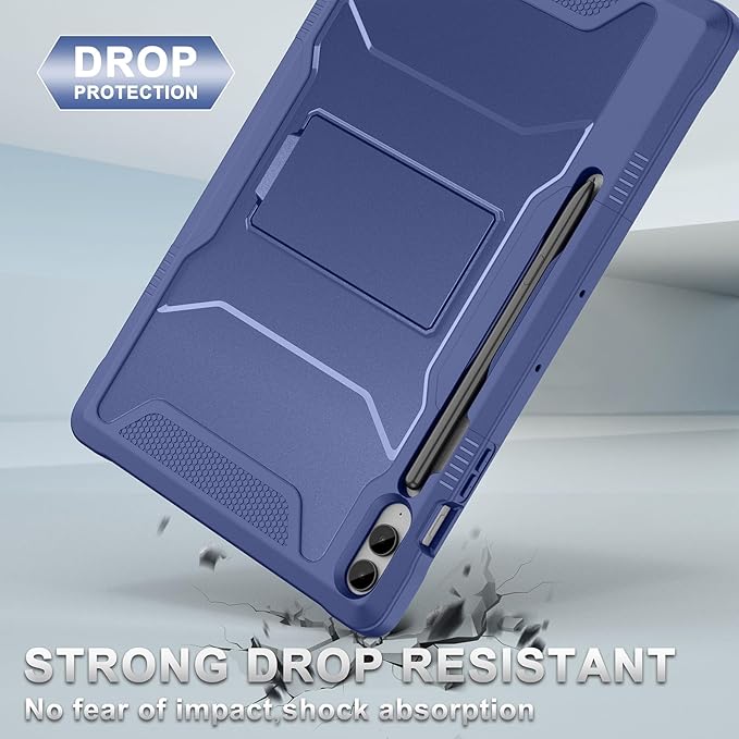 Soke Case for Samsung Galaxy Tab S9 Plus/S9 FE+ 2023 with Built-in Screen Protector &amp Kickstand Rugged Full Body Protective Cover for Galaxy Tablet 12.4 InchNavy