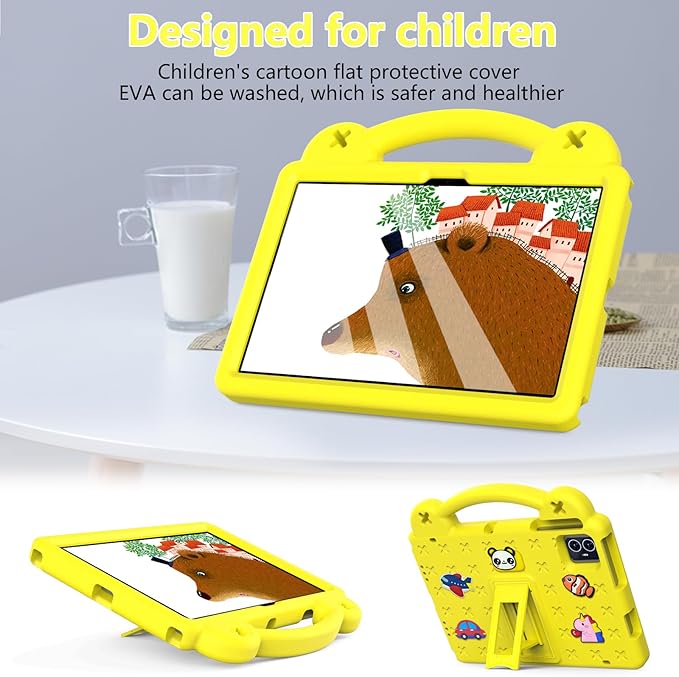 for Revvl Tab 2 Case (2025) EVA Shockproof Tablet Cover with Stand Handle Shoulder Strapfor Tmobile Revvl Tab 2 Tablet Case 10.1'' Yellow