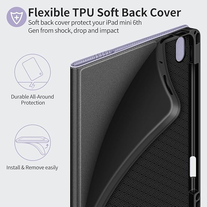 H HOLIMET Case for iPad Air 11 inch 2025 (M3)/2024 (M2) /iPad Air 5th Generation 2022/iPad Air 4th Generation 2020 10.9 Inch with Pencil Holder Shockproof Protective Cover Vegan Leather (Purple)