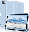 for iPad Pro 12.9 Case (6th/5th/4th/3rd Generation 2022/2021/2020) &amp ipad Air 13 inch case (M3 2025/M2 2024) with Pencil Holder Smart Slim Trifold Stand Case with Soft TPU Back (Sky Blue)