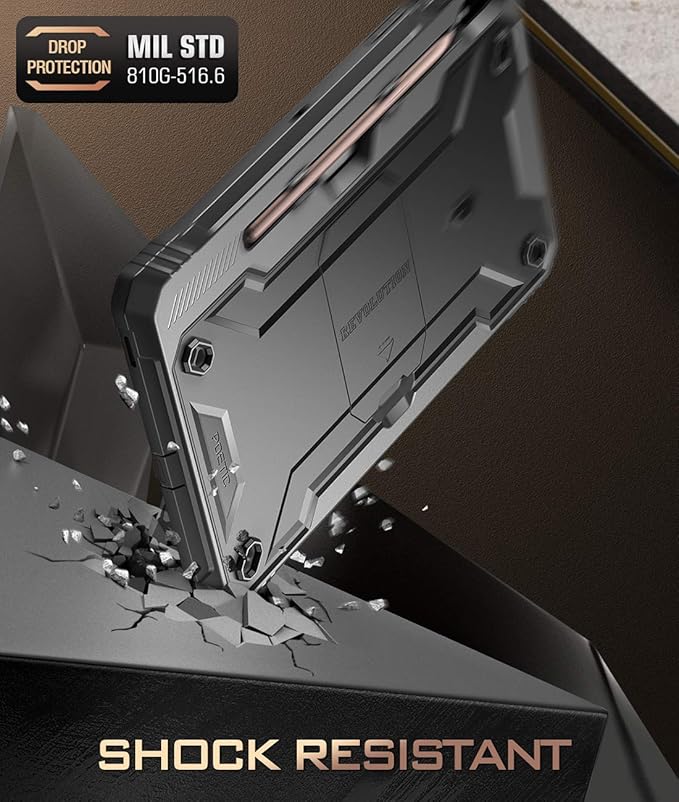 Poetic Revolution Series for Samsung Galaxy Tab S7 Tablet Case 11 Inch Model SM-T870/ SM-T875 (2020 Release) Full-Body Heavy Duty Case Built-in-Screen Protector Black