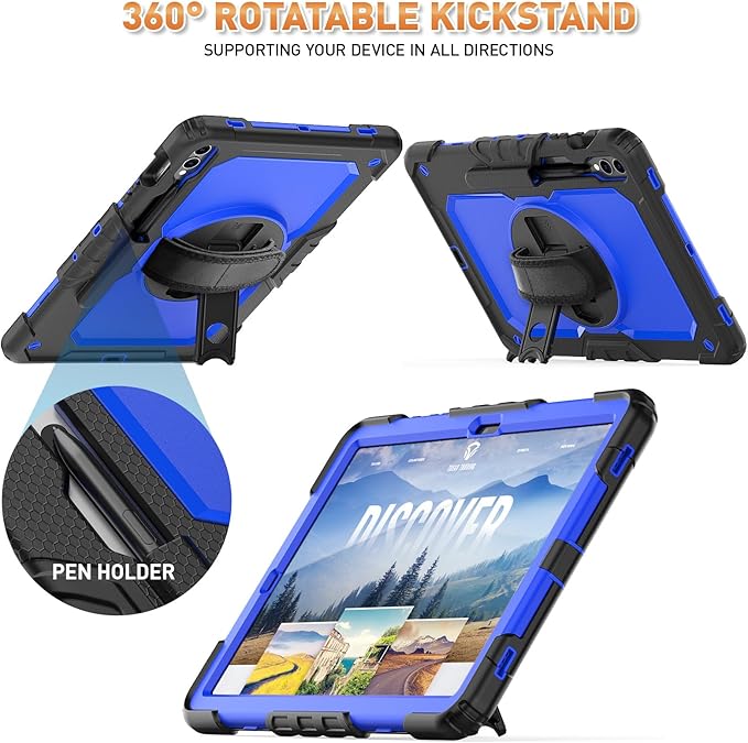 Timecity Case for Samsung Galaxy Tab S10 Plus/ S9 FE Plus/ S9 Plus 5G Tablet 12.4'' Case - Heavy Duty Protective Cover with Screen Protector Stand Shoulder Strap &amp S Pen Holder Kids-Friendly B