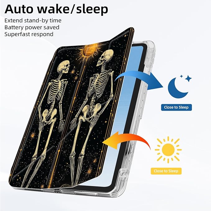 for iPad Pro 11 2024 Case with Pencil Holder Foldable Y-Shaped Protective Cover Stylish Clear Multi-Angle Viewing &amp Auto Sleep/Wake Black White Cat Vibrant Tablet Case