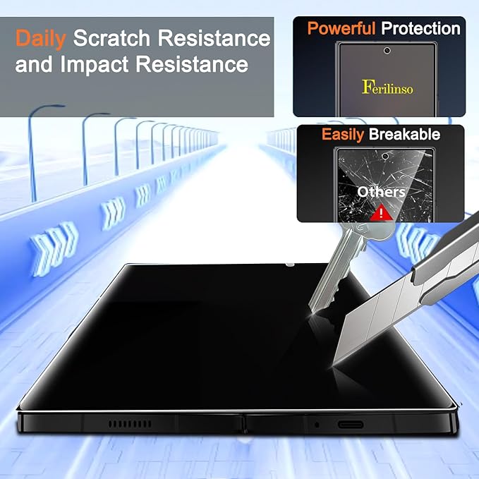 Ferilinso [Auto Dust Install] 2 Pack Inside Privacy Screen Protector for Samsung Galaxy Z Fold 7 [Phone Case Friendly] Anti-Spy Film with 2 Pack Front Tempered Glass Accessories