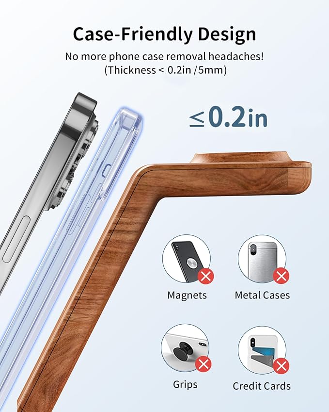 JoyGeek 3 in 1 Charging Station for Apple Devices Wireless Charger Stand for iPhone 17/16/15/14/13/12/11/SE/X Pro Max Plus - Apple Watch 11/10/9/Ultra 2/8/SE/7/6/5 - AirPods Pro 2/3/2