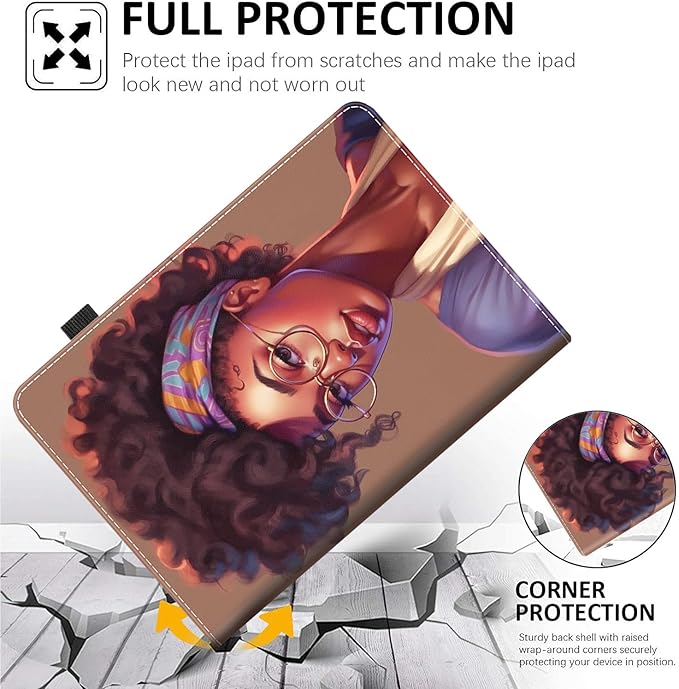 Case Fits Amazon Kindle Fire HD 8 &amp 8 Plus Tablet (12th Generation/10th Generation 2022/2020 Release) 8 Multi-Angle Smart Stand Cover Auto Sleep/WakeAfrican American Women Girl