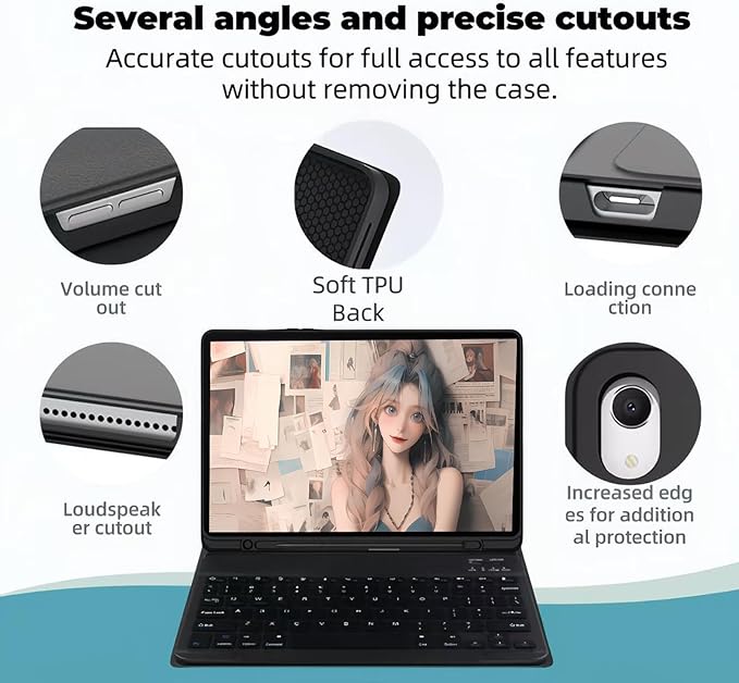 Keyboard Case for iPad (A16) 11th/10th Generation 11 Inch/10.9 Inch iPad (2025/2022) Tablet Case with Pen Slot Detachable Keyboard with Mouse.(Black)
