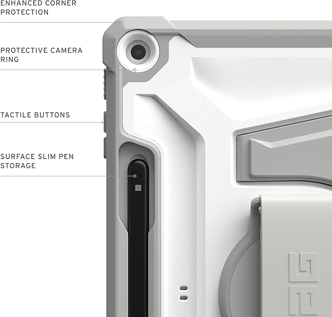 URBAN ARMOR GEAR UAG Designed for Microsoft Surface Pro 1st Edition 12 Case - Rugged Protective Cover with Multi-Angle Kickstand Pen Holder Hand Strap &amp Shoulder Strap Plasma Healthcare White/Gr