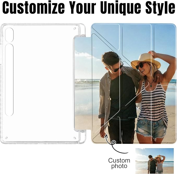 Custom Pictures Personalized Case for Samsung Galaxy Tab S9 11 inch(2023) Built-in Pencil Holder Customized Photo Galaxy Tablet Case with Shockproof Protective Cover Clear PC Back Shell