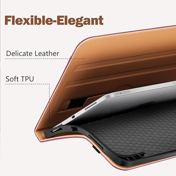 Akkerds Compatible for iPad (A16) 11th Generation Case 11 Inch 2025 for iPad 10th Generation Case 10.9 Inch 2022 with Pencil Holder Protective Leather Business Stand Cover Multiple Angles Purple
