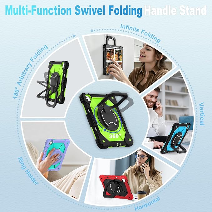 WESOROL for iPad Pro 13 Inch Case M5 2025/M4 2024 (7th Generation) with Screen Protector/360° Rotating Stand/Pencil HolderMilitary Grade Shockproof iPad Case 13 Inch iPad Pro M5/M4Black Green