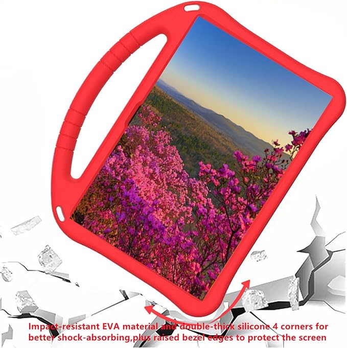 Tablet Case with Built-in Handle and Kickstand Lightweight Kids Friendly Shockproof Cover Compatible with T-Mobile REVVL Tab 5G 10.36 Red