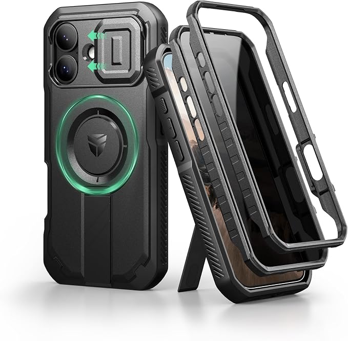 Dexnor for iPhone 17 Case with Slide Camera Cover &amp Adjustable Kickstand &amp Privacy Screen Protector Compatible with MagSafe Rugged Bumper Cases Heavy-Duty Magnetic Protective Cover 6.3 Inch