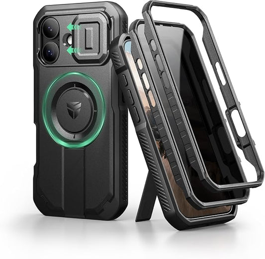 Dexnor for iPhone 17 Case with Slide Camera Cover &amp Adjustable Kickstand &amp Privacy Screen Protector Compatible with MagSafe Rugged Bumper Cases Heavy-Duty Magnetic Protective Cover 6.3 Inch