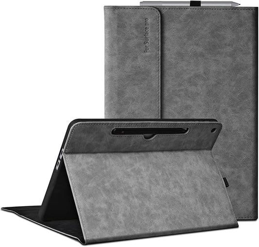 Case for Microsoft Surface Pro 12-Inch 1st Edition (2025) Multiple Angle Viewing Cover Light Heat Dissipation with Stylus Holder Compatible with Type Cover Keyboard (Gray)
