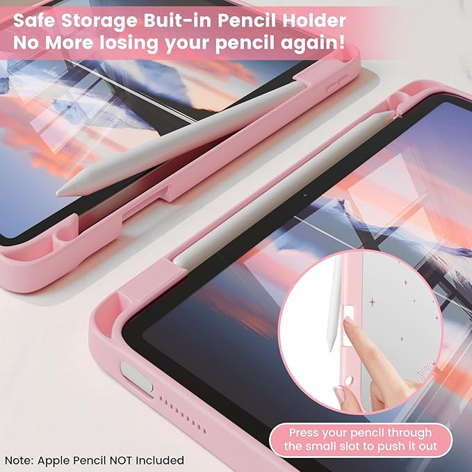 Case Compatible with iPad (A16) 11th Generation 11 Inch 2025/10th Generation 10.9 Inch 2022 Shockproof Hybrid Slim Stand Cover with Clear Back Shell &amp Pencil Holder Auto Wake/Sleep Z015