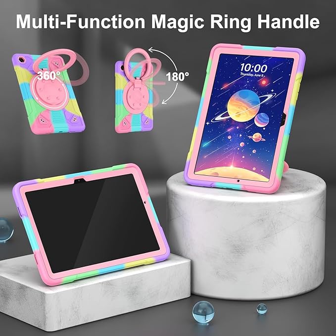 Case for Galaxy Tab A11+ / A9+ 11 inch 2026/2024 with 360° Rotate Handle Stand Carrying Shoulder Strap Pen Holder Shockproof Cover for Tab A11 Plus/A9 Plus Tablet Case Kids Girls Colorful