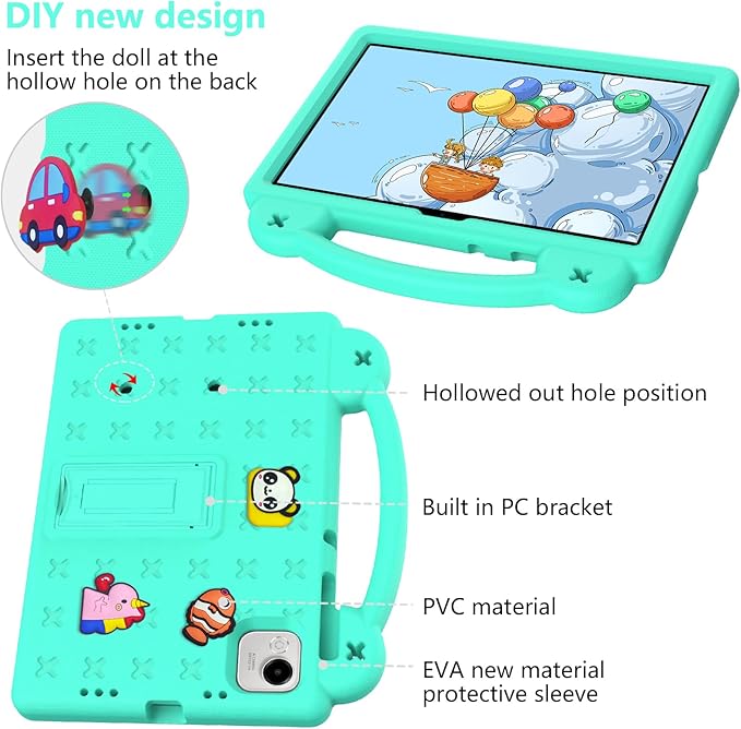 Compatible with Honor Pad X9a 2025 11.5 inch Tablet Case Kids Friendly Universal Lightweight Shockproof Protective Case with Shoulder Strap &amp Stand Handle Mint Green