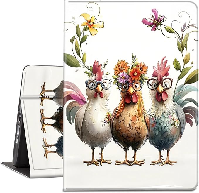 Case for Kindle Paperwhite 12th Generation 7 &amp Kindle ColorSoft Signature Edition PU Leather Protective Cover with Auto Sleep/Wake for Kindle Paperwhite 2024 – Cute Cartoon Chickens