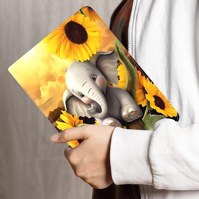 Baby Elephant with Sunflowe