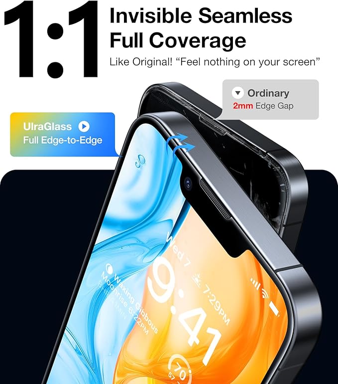 UltraGlass UNBREAK TOP 9H+ Armor for iPhone 17e/ 16e Screen Protector 6.1'' (No.1 Military Grade Shatterproof) Screen Protector 17e/ 16e Tempered Glass (Longest Durable &amp Full Edge Coverage) 2 Pac