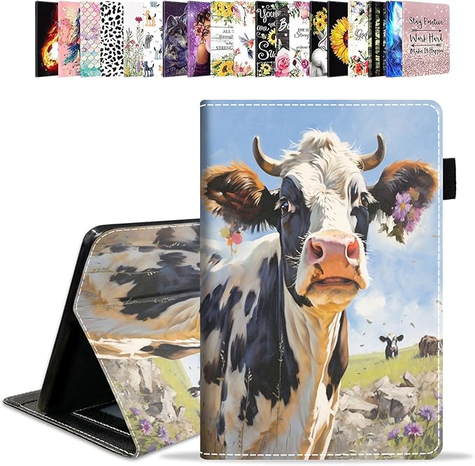 Case for All-New Amazon Kindle Fire HD 10 &amp 10 Plus Tablet 10.1 (13th/11th Generation 2023/2021 Release) - PU Leather Folio Case with Smart Auto Wake/Sleep Cow