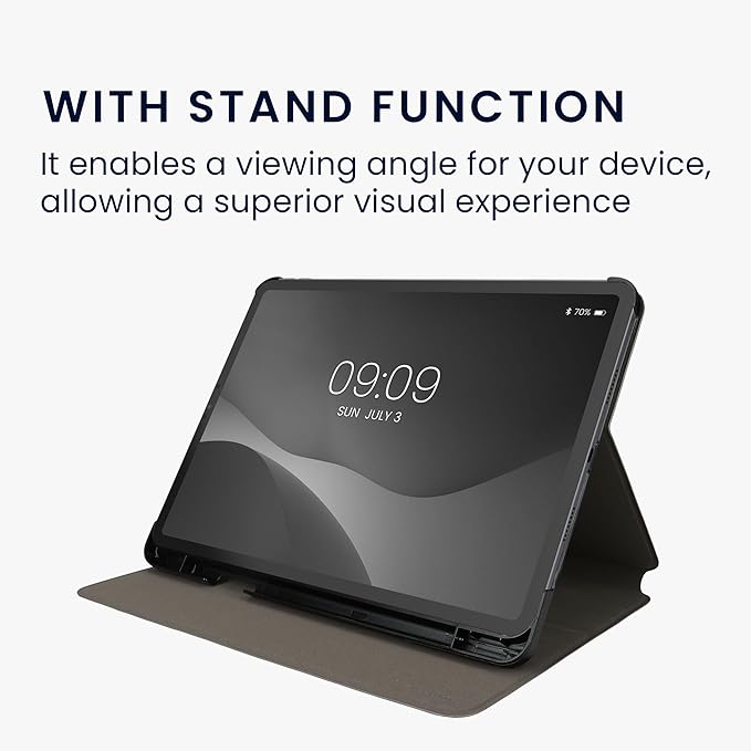 kwmobile Case Compatible with Apple iPad Air 11 (6. Gen 2024) / Air 4/5 / iPad Pro 11 (2020/2021/2022) - Slim Book Style Tablet Cover with Stand Feature - Grey