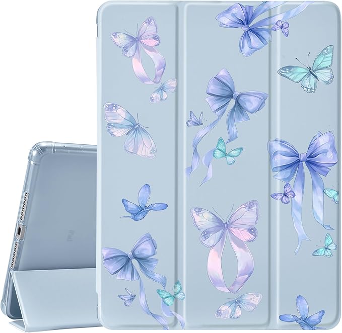 JOYLAND Blue Pad Case for iPad 10th Generation Case 10.9 Inch 2022with Pencil Holder-Auto Wake/SleepBlue Butterfly Pattern Anti-Scratch Shockproof Premium Folio Stand Case for 10.9 inch case