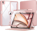 MoKo for iPad Air 13-Inch Case (M4/M3/M2) 2026/2025/2024 with Pencil Holder Heavy Duty 13 Inch iPad Air Case with Screen Protector Clear Back Lens Protector Multi-Angle Magnetic Stand Rose Gold