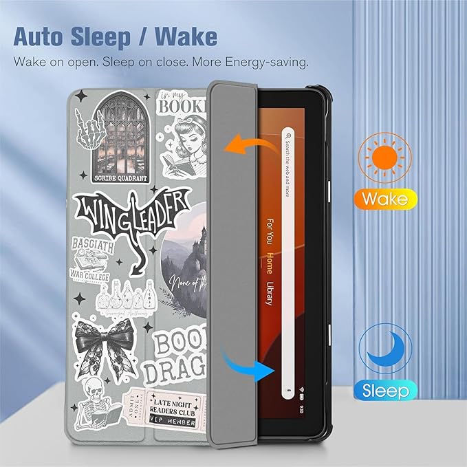 Case Fits New Amazon Fire HD 10 Tablet Case(Only Fit 13th Gen 2023 Release) Bookish Reading for Women Trifold Lightweight Hard Shell Stand Cover with Auto Wake/Sleep