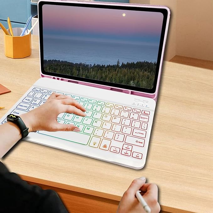 Keyboard Case for Samsung Galaxy Tab S6 Lite 10.4-inch Ultra-Thin Protective Keyboard Case-3-Color Backlight Detachable Keyboard with S Pen Holder and Mouse Ideal for Travel and Mobile Office