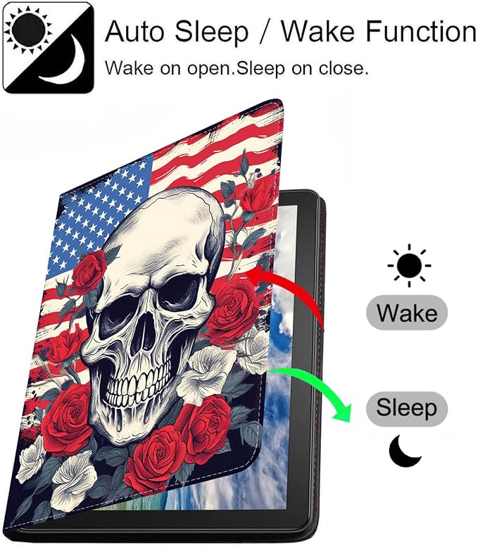 American Flag Skull Roses