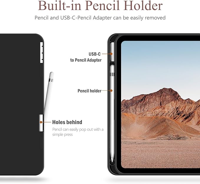 Antbox Case for iPad (A16) 11th (11'')/ 10th Generation (10.9'') High Grade Skin-Touch Vegan Leather with Built-in Pencil Holder Auto Sleep/Wake Function (Tan)
