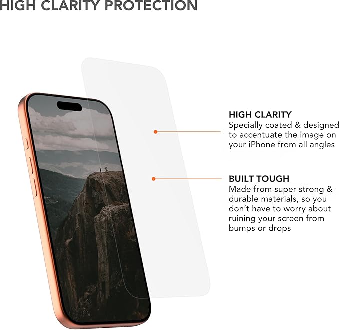 Rokform 2 Pack Screen Protector for iPhone 17 Pro Active Touch | Shatter Proof | High Definition | Case Friendly | Tempered Glass (Clear)