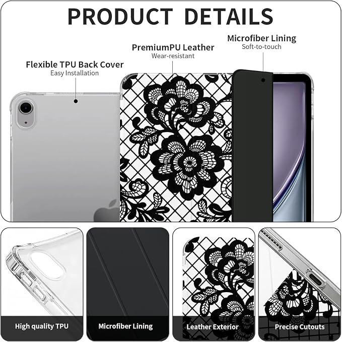 Black lace floral Graphic Aesthetic