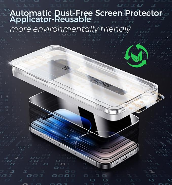 MAGIC JOHN 3rd Gen Upgraded for iPhone 14 Pro Privacy Screen Protector 6.1 Inch 25°Anti-Spy Screen Shockproof Tempered Glass Auto Dust-Removal Bubble Free Easy Installation 2 Pack
