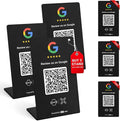 HotLabel – Google Review Stand 3-Pack + Bonus Google Review Tap Card 3-Pack – Black – NFC Tap &amp QR Code – Supports 6 Different Stores or Same – All Phones Compatible – No App/Subscription
