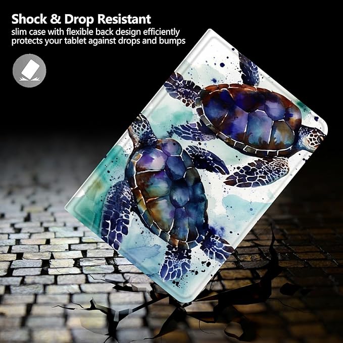 DIGTIALLL Case for iPad A16 11th Generation 11 inch 2025 / i10th Generation 10.9 Inch 2022 PU Leather Smart Premium Stand Protective Cover with Auto Sleep/WakeSea Turtle