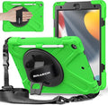 BRAECNstock for Apple iPad 9th/ 8th/ 7th Generation Case 10.2 2021/2020/2019 Shockproof Protective iPad 10.2 Kids Case with Screen Protector Pencil Holder Rotating Stand+Hand Strap Green