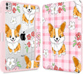 May Chen Case for iPad Pro 11-Inch M5/M4 2025/2024 (6th/5th Generation) [Penceil Holder] Trifold Stand Auto Wake/Sleep Clear TPU Protection Back Cover Corgi Dog Stripes