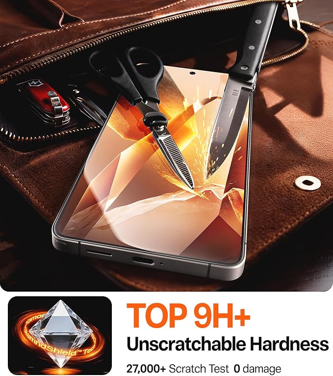 TORRAS for Samsung Galaxy S25 Ultra Screen Protector 9H+ Military-Grade Shatterproof Tempered Glass 2 Pack- Responsive Touch Anti-ScratchFull Coverage Bubble FreeHD Clarity Easy installation