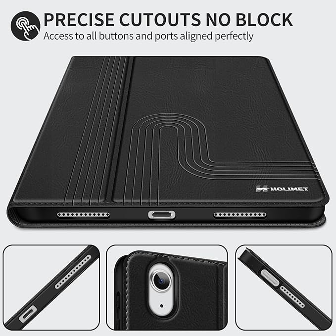H HOLIMET Case for iPad Air 11 M3 (2025)/ M2 (2024)/ iPad Air 4th &amp 5th Generation10.9 Inch 2022/2020 Soft Back Shockproof Protective Cover with Pencil Holder Vegan Leather Auto Sleep/Wake