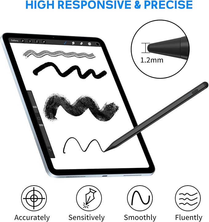 Stylus Pens for Touch Screens NTHJOYS Active Stylus Pencil for iOS/Android with Magnetic Design Fine Point Stylist Compatible with Apple iPad/Pro/Air/Mini/iPhone/Tablets Writing &amp Drawing