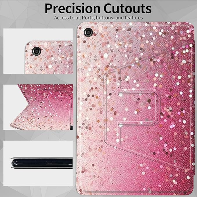 Case for Amazon Kindle Fire HD 10 Tablet (7th and 9th Generation 2017 and 2019 Release)360 Degree Rotating Swivel Stand Protective Cover for Fire HD 10 TabletPink Glitter