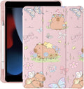 Cute Capybara Butterfly for iPad Air 3 Case with Pencil Holder Auto Sleep/Wake Pink Leather Soft TPU Back Cover for iPad Pro 10.5 Inch 2017