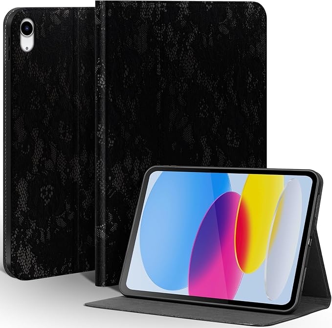 Leather Case for iPad (A16) 11th Gen. 2025 11 Inch iPad 10th Gen.2022 10.9 Inch Full Grain Leather Cover with Auto Sleep/Wake Anti Slip Black Silver