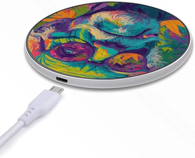 Psychedelic Weed Elderly Man Art Phone Charger Magnetic Charging Pad Anti-Slip with USB Cable