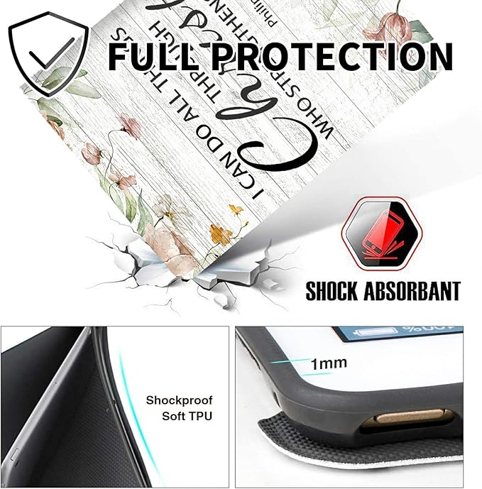 for Kindle Scribe 10.2 Inch (2022/2024 Released) Case with Pen Holder &amp Auto Wake/Sleep Smart Shockproof Protective Cover for Kindle 10.2 2022 Signature E-ReaderBible Philippians 4:13